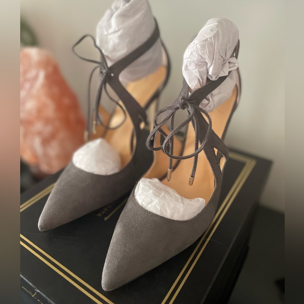 Days by Zendaya 
Gray/light green heels 
Size 7.5
Brand new, in the box